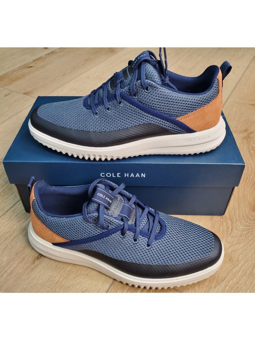 Cole Haan Grand Plus Hybrid Sneaker Blue Navy C39981 Mens Size 8 Leather Suede
